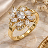 Oro Laminado Multi Stone Ring, Gold Filled Style with White Cubic Zirconia, Polished, Golden Finish, 01.210.0094.06 (Size 6)