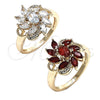 Oro Laminado Multi Stone Ring, Gold Filled Style with White Cubic Zirconia, Polished, Golden Finish, 01.210.0094.06 (Size 6)