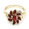 Oro Laminado Multi Stone Ring, Gold Filled Style with Ruby and White Cubic Zirconia, Polished, Golden Finish, 01.210.0094.1.06 (Size 6)