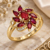 Oro Laminado Multi Stone Ring, Gold Filled Style with Ruby and White Cubic Zirconia, Polished, Golden Finish, 01.210.0094.1.09 (Size 9)