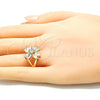 Oro Laminado Multi Stone Ring, Gold Filled Style with White Cubic Zirconia, Polished, Golden Finish, 01.210.0095.06 (Size 6)