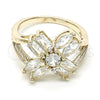 Oro Laminado Multi Stone Ring, Gold Filled Style with White Cubic Zirconia, Polished, Golden Finish, 01.210.0095.07 (Size 7)