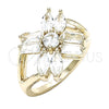 Oro Laminado Multi Stone Ring, Gold Filled Style Baguette Design, with White Cubic Zirconia, Polished, Golden Finish, 01.210.0095.08 (Size 8)