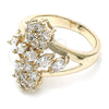 Oro Laminado Multi Stone Ring, Gold Filled Style Flower Design, with White Cubic Zirconia, Polished, Golden Finish, 01.210.0096.07 (Size 7)