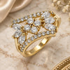 Oro Laminado Multi Stone Ring, Gold Filled Style with White Cubic Zirconia, Polished, Golden Finish, 01.210.0098.06 (Size 6)