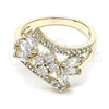 Oro Laminado Multi Stone Ring, Gold Filled Style with White Cubic Zirconia, Polished, Golden Finish, 01.210.0098.08 (Size 8)