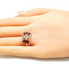 Oro Laminado Multi Stone Ring, Gold Filled Style with Ruby and White Cubic Zirconia, Polished, Golden Finish, 01.210.0098.1.06 (Size 6)
