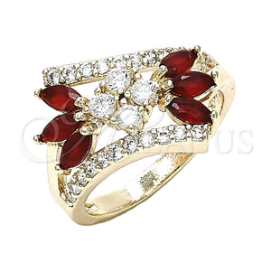 Gold Filled Ring — Multi Stone Ring with Ruby and White Cubic — main product view — SKU 132007 | Oro Laminado anillo — Multi Stone Ring with Ruby and blanco Cubic — SKU 132007