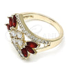 Oro Laminado Multi Stone Ring, Gold Filled Style with Ruby and White Cubic Zirconia, Polished, Golden Finish, 01.210.0098.1.08 (Size 8)