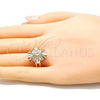 Oro Laminado Multi Stone Ring, Gold Filled Style with White Cubic Zirconia, Polished, Golden Finish, 01.210.0099.08 (Size 8)