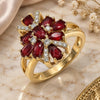 Oro Laminado Multi Stone Ring, Gold Filled Style with Ruby and White Cubic Zirconia, Polished, Golden Finish, 01.210.0099.1.06 (Size 6)