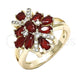 Oro Laminado Multi Stone Ring, Gold Filled Style with Ruby and White Cubic Zirconia, Polished, Golden Finish, 01.210.0099.1.07 (Size 7)