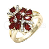 Oro Laminado Multi Stone Ring, Gold Filled Style with Ruby and White Cubic Zirconia, Polished, Golden Finish, 01.210.0099.1.07 (Size 7)
