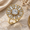 Oro Laminado Multi Stone Ring, Gold Filled Style with White Cubic Zirconia, Polished, Golden Finish, 01.210.0100.07 (Size 7)