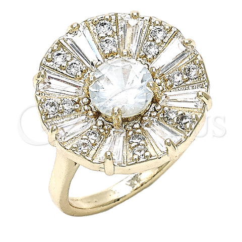Oro Laminado Multi Stone Ring, Gold Filled Style with White Cubic Zirconia, Polished, Golden Finish, 01.210.0100.07 (Size 7)
