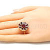 Oro Laminado Multi Stone Ring, Gold Filled Style Baguette Design, with Ruby and White Cubic Zirconia, Polished, Golden Finish, 01.210.0100.1.07 (Size 7)