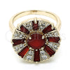 Oro Laminado Multi Stone Ring, Gold Filled Style Baguette Design, with Ruby and White Cubic Zirconia, Polished, Golden Finish, 01.210.0100.1.07 (Size 7)