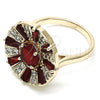 Oro Laminado Multi Stone Ring, Gold Filled Style Baguette Design, with Ruby and White Cubic Zirconia, Polished, Golden Finish, 01.210.0100.1.07 (Size 7)