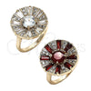 Oro Laminado Multi Stone Ring, Gold Filled Style Baguette Design, with Ruby and White Cubic Zirconia, Polished, Golden Finish, 01.210.0100.1.07 (Size 7)
