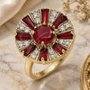 Oro Laminado Multi Stone Ring, Gold Filled Style with Ruby and White Cubic Zirconia, Polished, Golden Finish, 01.210.0100.1.08 (Size 8)