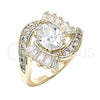 Oro Laminado Multi Stone Ring, Gold Filled Style with White Cubic Zirconia, Polished, Golden Finish, 01.210.0101.07 (Size 7)