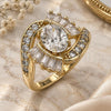 Oro Laminado Multi Stone Ring, Gold Filled Style with White Cubic Zirconia, Polished, Golden Finish, 01.210.0101.08 (Size 8)