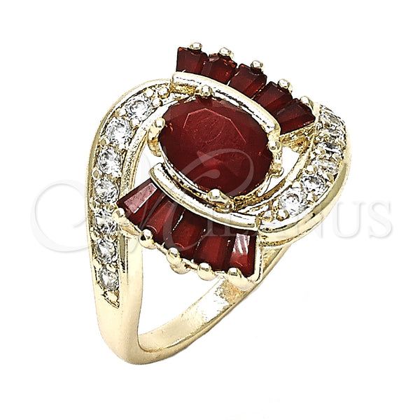 Gold Filled Ring — Multi Stone Ring with Ruby Crystal and White — main product view — SKU 132025 | Oro Laminado anillo — Multi Stone Ring with Ruby cristal and blanco — SKU 132025