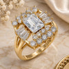Oro Laminado Multi Stone Ring, Gold Filled Style with White Cubic Zirconia, Polished, Golden Finish, 01.210.0102.06 (Size 6)