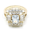 Oro Laminado Multi Stone Ring, Gold Filled Style Baguette Design, with White Cubic Zirconia, Polished, Golden Finish, 01.210.0102.08 (Size 8)