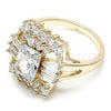 Oro Laminado Multi Stone Ring, Gold Filled Style Baguette Design, with White Cubic Zirconia, Polished, Golden Finish, 01.210.0102.08 (Size 8)