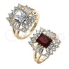 Oro Laminado Multi Stone Ring, Gold Filled Style Baguette Design, with White Cubic Zirconia, Polished, Golden Finish, 01.210.0102.08 (Size 8)