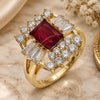 Oro Laminado Multi Stone Ring, Gold Filled Style with Ruby and White Cubic Zirconia, Polished, Golden Finish, 01.210.0102.1.07 (Size 7)