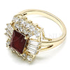 Oro Laminado Multi Stone Ring, Gold Filled Style Baguette Design, with Ruby and White Cubic Zirconia, Polished, Golden Finish, 01.210.0102.1.08 (Size 8)