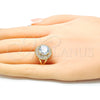 Oro Laminado Multi Stone Ring, Gold Filled Style Baguette Design, with White Cubic Zirconia, Polished, Golden Finish, 01.210.0103.07 (Size 7)