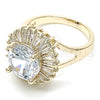 Oro Laminado Multi Stone Ring, Gold Filled Style Baguette Design, with White Cubic Zirconia, Polished, Golden Finish, 01.210.0103.07 (Size 7)