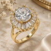 Oro Laminado Multi Stone Ring, Gold Filled Style with White Cubic Zirconia, Polished, Golden Finish, 01.210.0103.08 (Size 8)