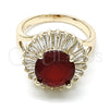 Oro Laminado Multi Stone Ring, Gold Filled Style with Ruby and White Cubic Zirconia, Polished, Golden Finish, 01.210.0103.1.06 (Size 6)