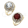 Oro Laminado Multi Stone Ring, Gold Filled Style with Ruby and White Cubic Zirconia, Polished, Golden Finish, 01.210.0103.1.06 (Size 6)