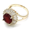 Oro Laminado Multi Stone Ring, Gold Filled Style Baguette Design, with Ruby and White Cubic Zirconia, Polished, Golden Finish, 01.210.0103.1.07 (Size 7)