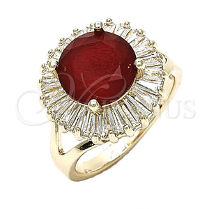 Gold Filled Ring — Multi Stone Ring with Ruby and White Cubic — main product view — SKU 132039 | Oro Laminado anillo — Multi Stone Ring with Ruby and blanco Cubic — SKU 132039
