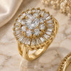 Oro Laminado Multi Stone Ring, Gold Filled Style Flower Design, with White Cubic Zirconia, Polished, Golden Finish, 01.210.0104.06 (Size 6)