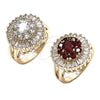 Oro Laminado Multi Stone Ring, Gold Filled Style Flower Design, with White Cubic Zirconia, Polished, Golden Finish, 01.210.0104.06 (Size 6)