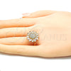 Oro Laminado Multi Stone Ring, Gold Filled Style Flower Design, with White Cubic Zirconia, Polished, Golden Finish, 01.210.0105.06 (Size 6)