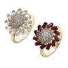 Oro Laminado Multi Stone Ring, Gold Filled Style Flower Design, with White Cubic Zirconia, Polished, Golden Finish, 01.210.0105.06 (Size 6)