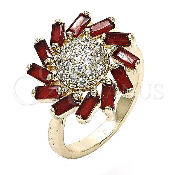 Gold Filled Ring — Multi Stone Ring Flower Design with Ruby and — main product view — SKU 132049 | Oro Laminado anillo — Multi Stone Ring flor diseño with Ruby and — SKU 132049