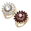 Oro Laminado Multi Stone Ring, Gold Filled Style Flower Design, with White Cubic Zirconia, Polished, Golden Finish, 01.210.0106.08 (Size 8)