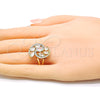 Oro Laminado Multi Stone Ring, Gold Filled Style with White Cubic Zirconia, Polished, Golden Finish, 01.210.0107.07 (Size 7)
