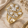 Oro Laminado Multi Stone Ring, Gold Filled Style with White Cubic Zirconia, Polished, Golden Finish, 01.210.0107.08 (Size 8)