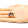 Oro Laminado Multi Stone Ring, Gold Filled Style with Ruby and White Cubic Zirconia, Polished, Golden Finish, 01.210.0107.1.06 (Size 6)