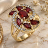 Oro Laminado Multi Stone Ring, Gold Filled Style with Ruby and White Cubic Zirconia, Polished, Golden Finish, 01.210.0107.1.06 (Size 6)